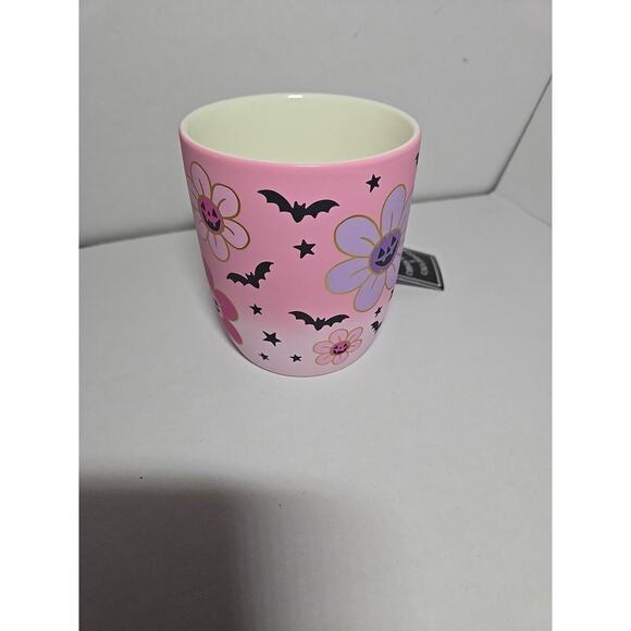 COBWEBS & CAULDRONS HALLOWEEN PINK PUMPKINS FLOWERS SOFT TOUCH MUG - Picture 4 of 9